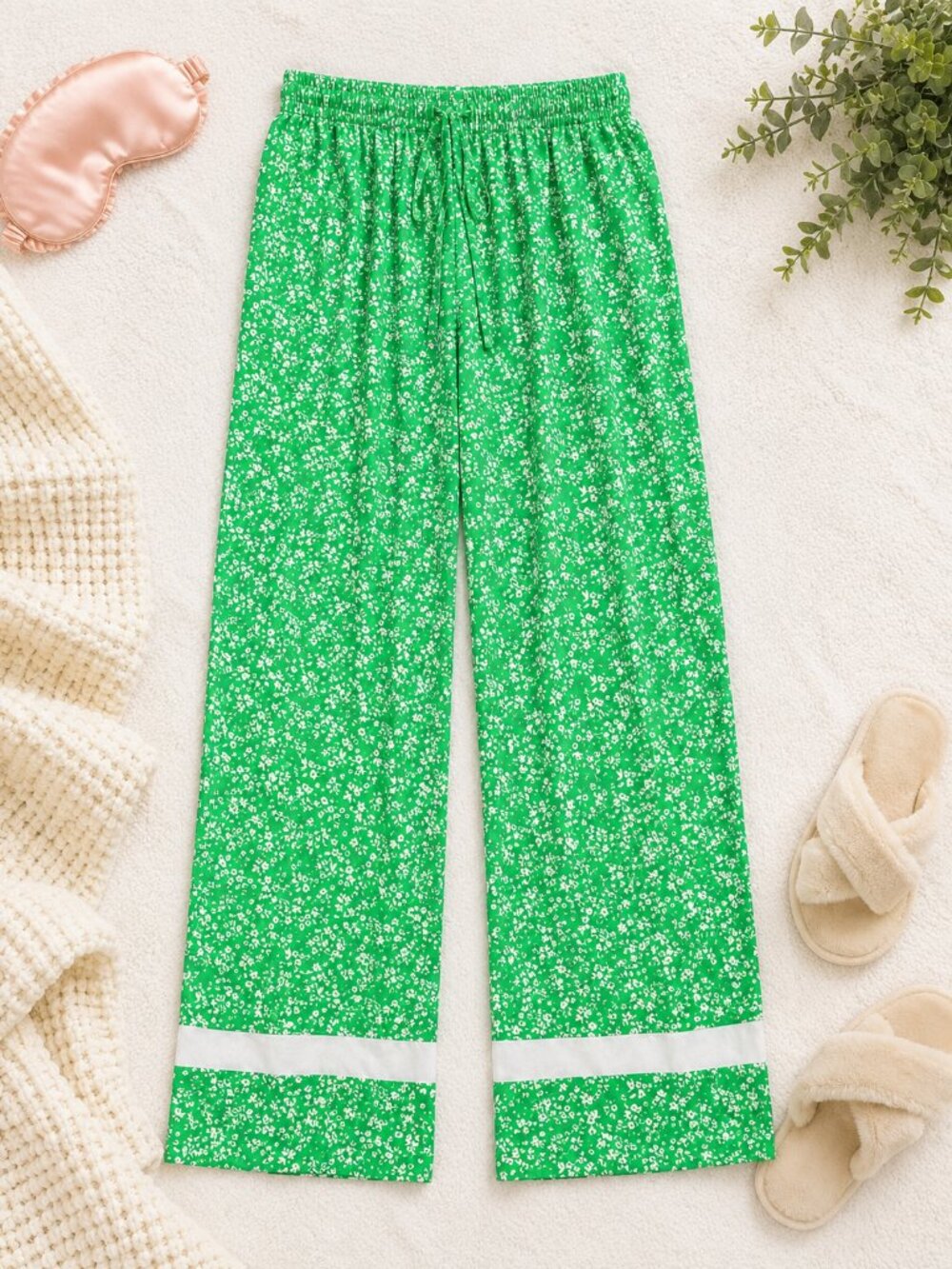 PJ Salvage Green Floral Pajama Pants Medium Soft Lounge Sleepwear